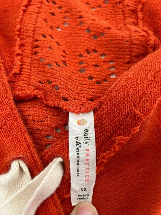 Daily Practice by Anthropologie Robyn Crocheted Hoodie Women's 3X Orange - Picture 2 of 15